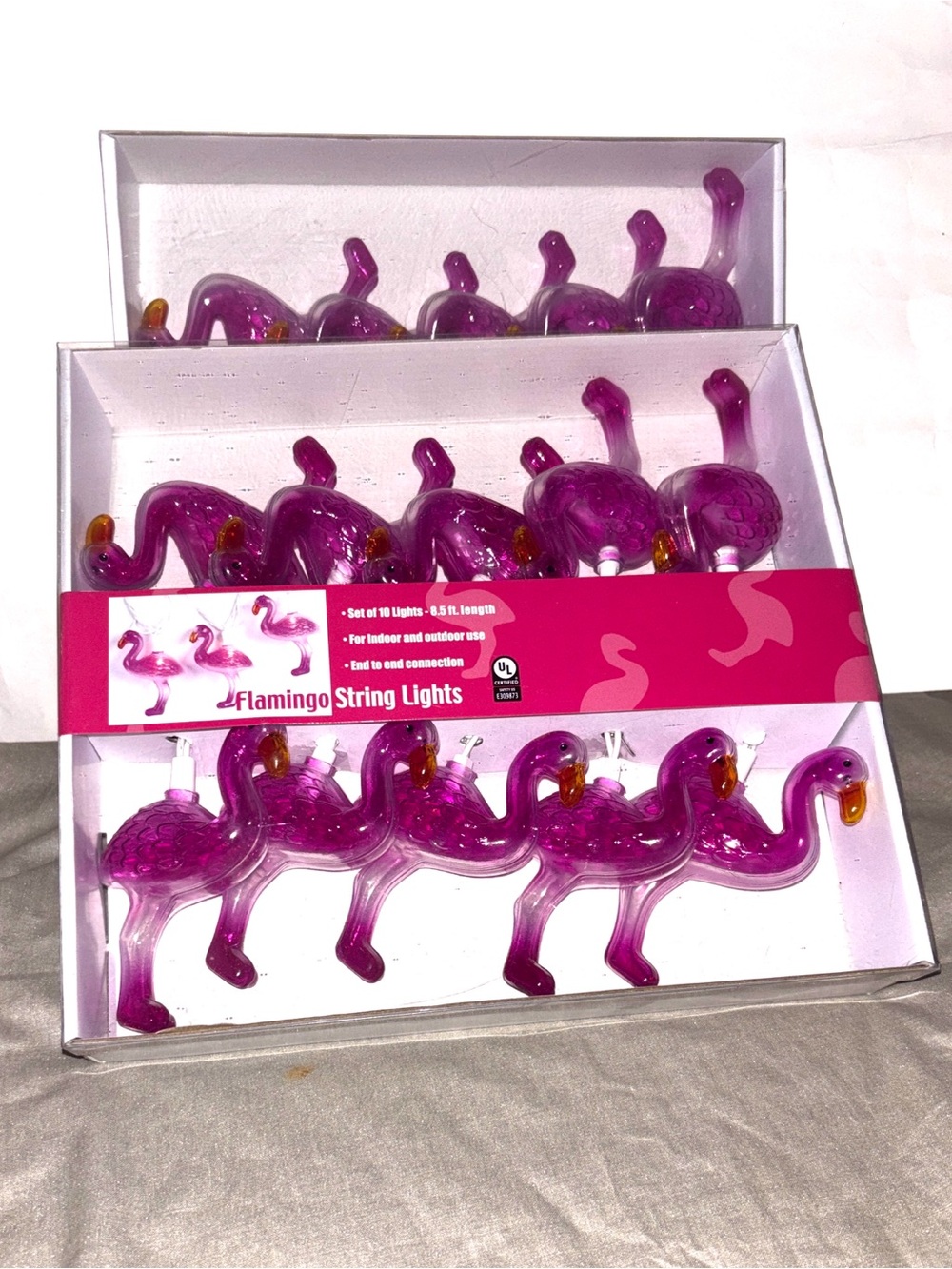 Set of 2 boxes of Dennis East International Flamingo String Lights 8.5 ft L